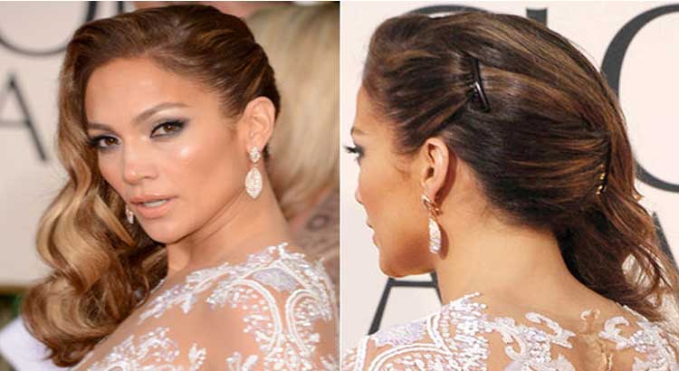 Atriz Jennifer Lopez com um lindo penteado semi preso lateral